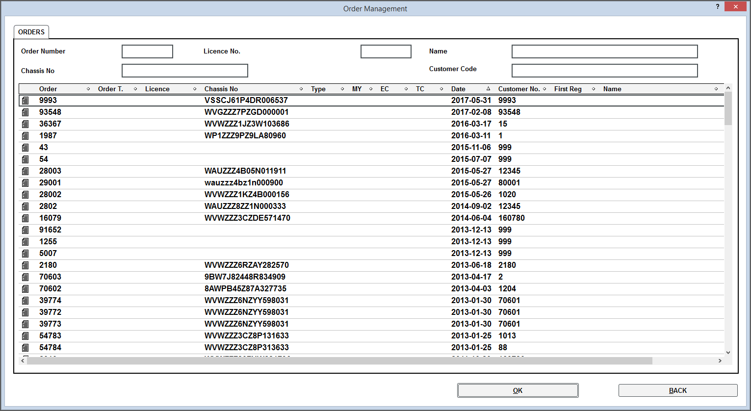 Step 8: Order list can be opened in the tabs 